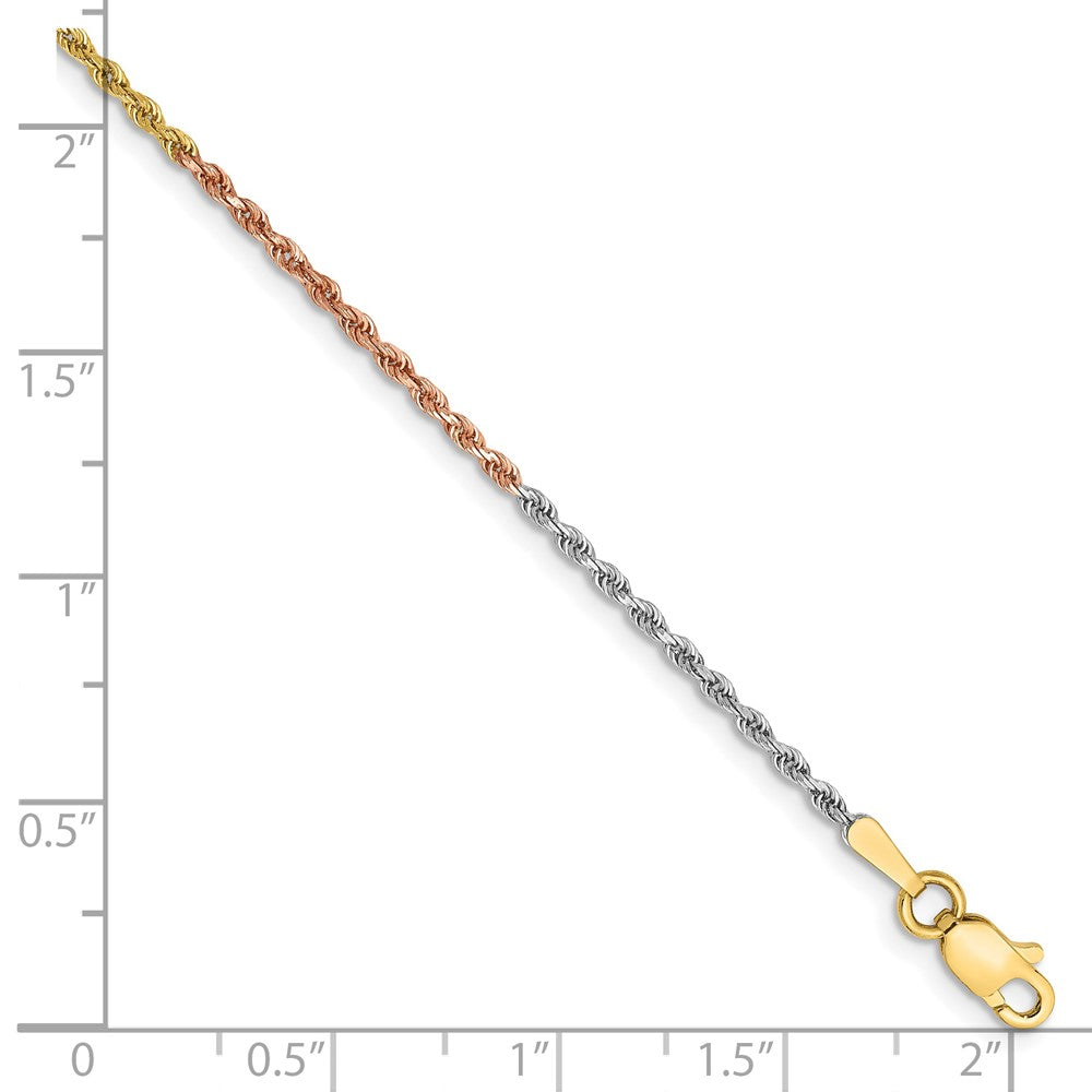 14k Tri-color 1.5mm Diamond-cut Rope Chain