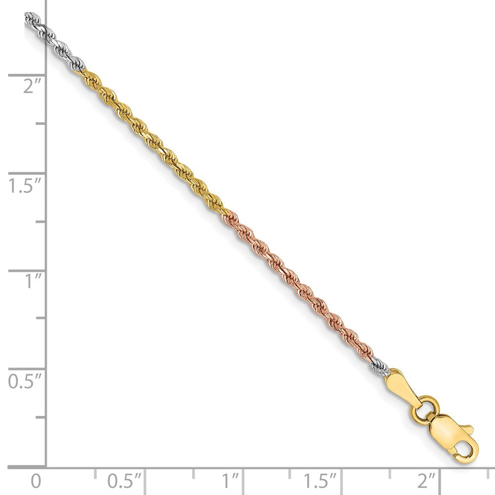 14k Tri-color 1.75mm Diamond-cut Rope Chain