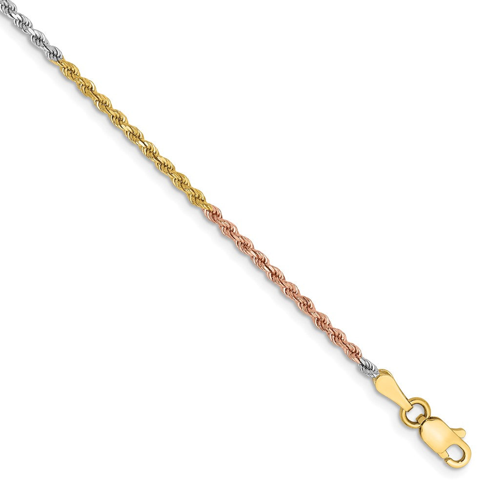 14k Tri-color 1.75mm Diamond-cut Rope Chain