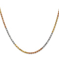 14k Tri-color 2.5mm Diamond-cut Rope Chain