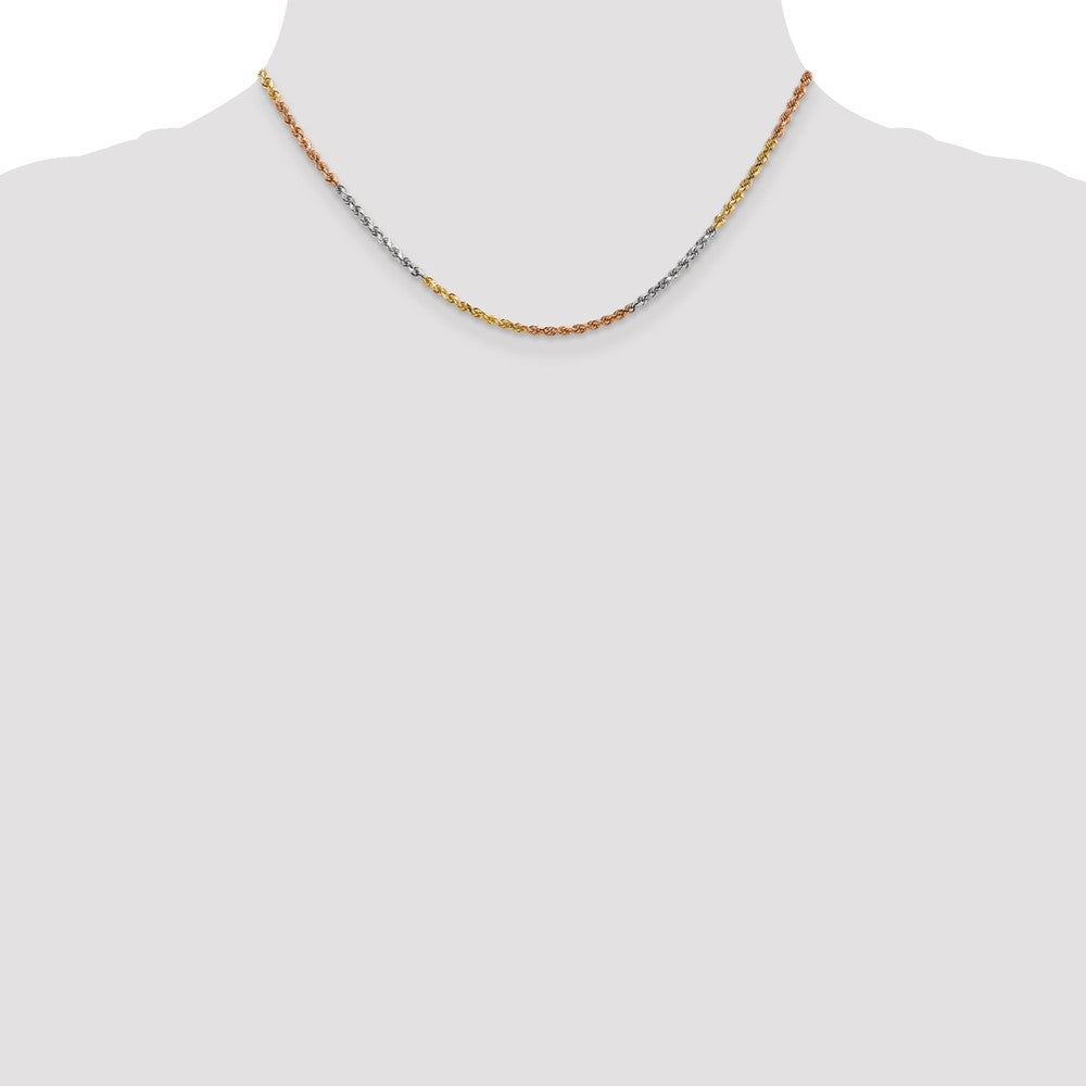 14k Tri-color 2.5mm Diamond-cut Rope Chain