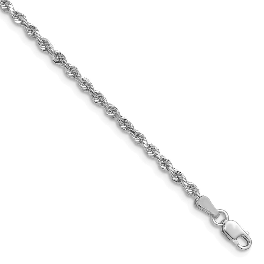 14k White Gold 2.25mm Diamond-cut Rope Chain