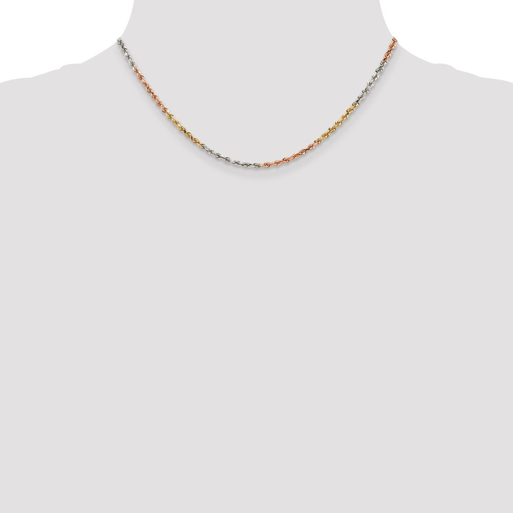 14k Tri-color 2.75mm Diamond-cut Rope Chain