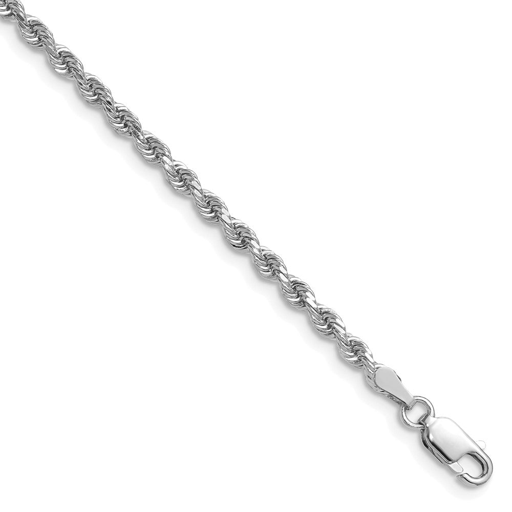 14k White Gold 2.75mm Diamond-cut Rope Chain