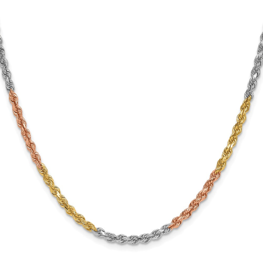 14k Tri-color 3.0mm Diamond-cut Rope Chain