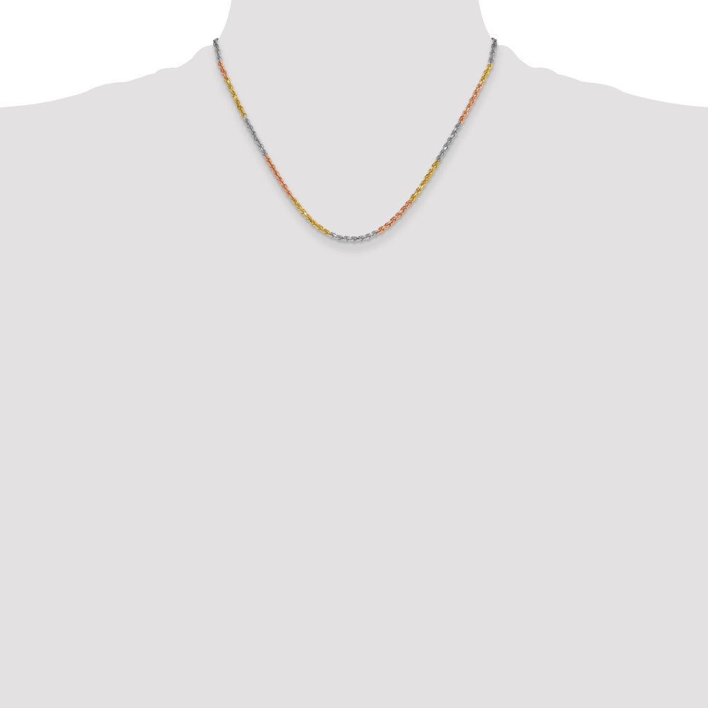 14k Tri-color 3.0mm Diamond-cut Rope Chain