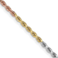 14k Tri-color 3.0mm Diamond-cut Rope Chain