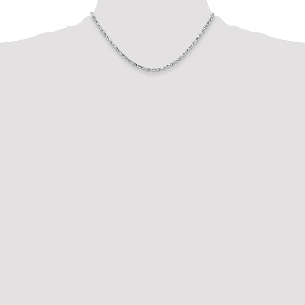 10k White Gold 3.25mm Diamond-cut Rope Chain