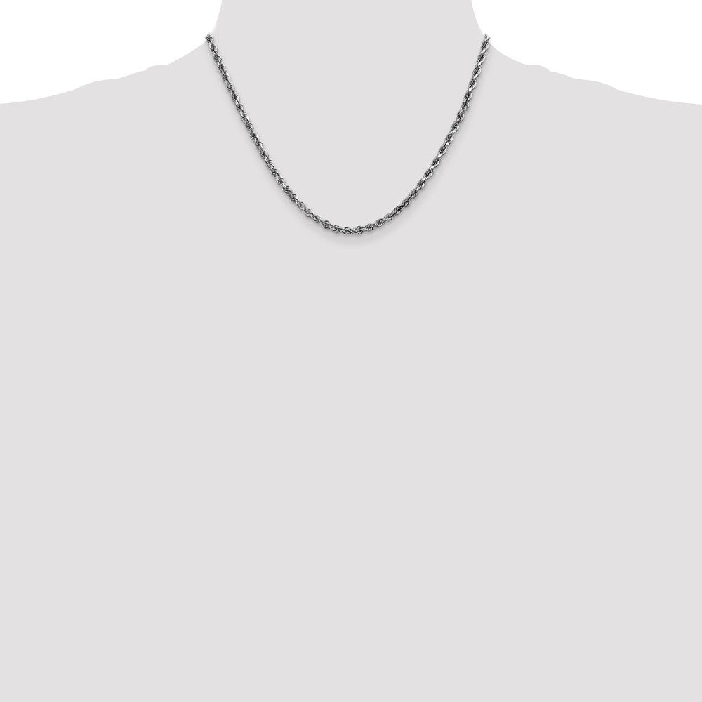 14k White Gold 3.5mm Diamond-cut Rope Chain