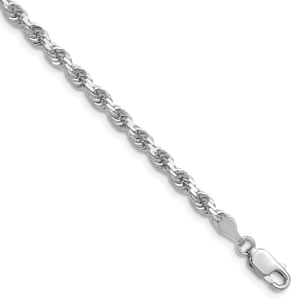 14k White Gold 3.5mm Diamond-cut Rope Chain