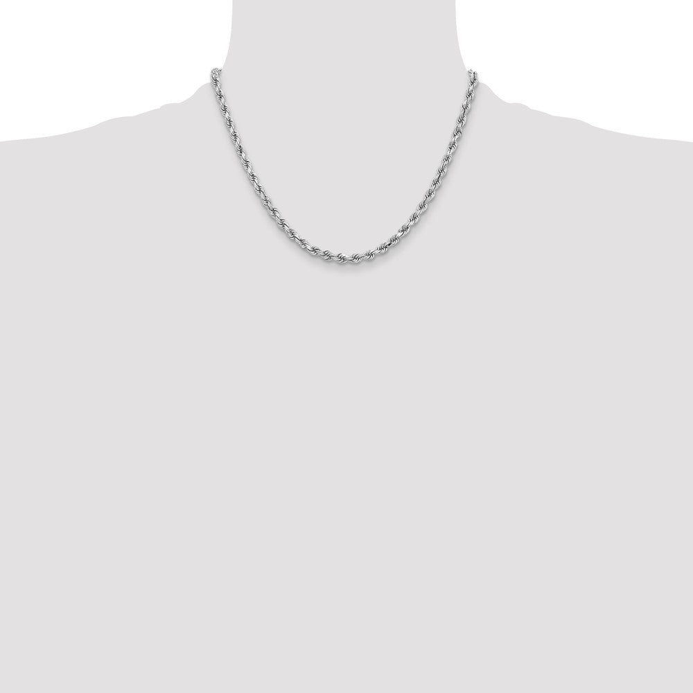 14k White Gold 3.75mm Diamond-cut Rope Chain