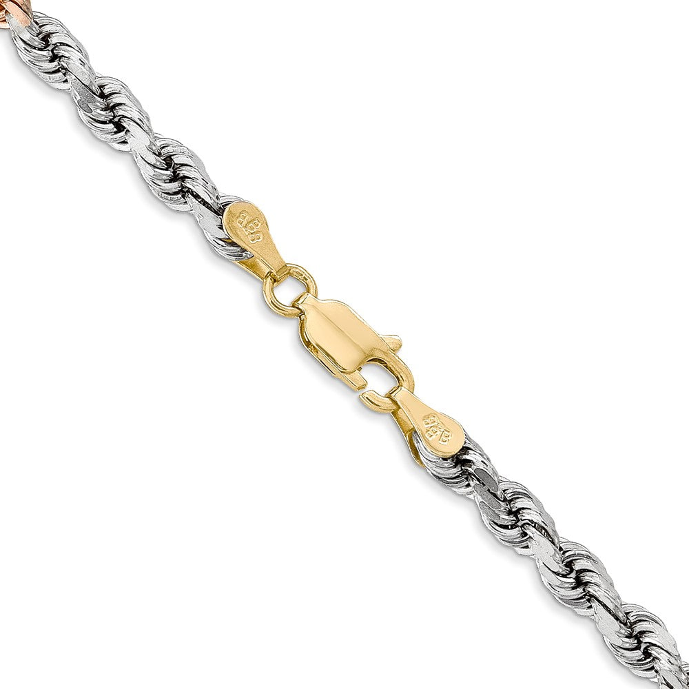14k Tri-color 4.25mm Diamond-cut Rope Chain