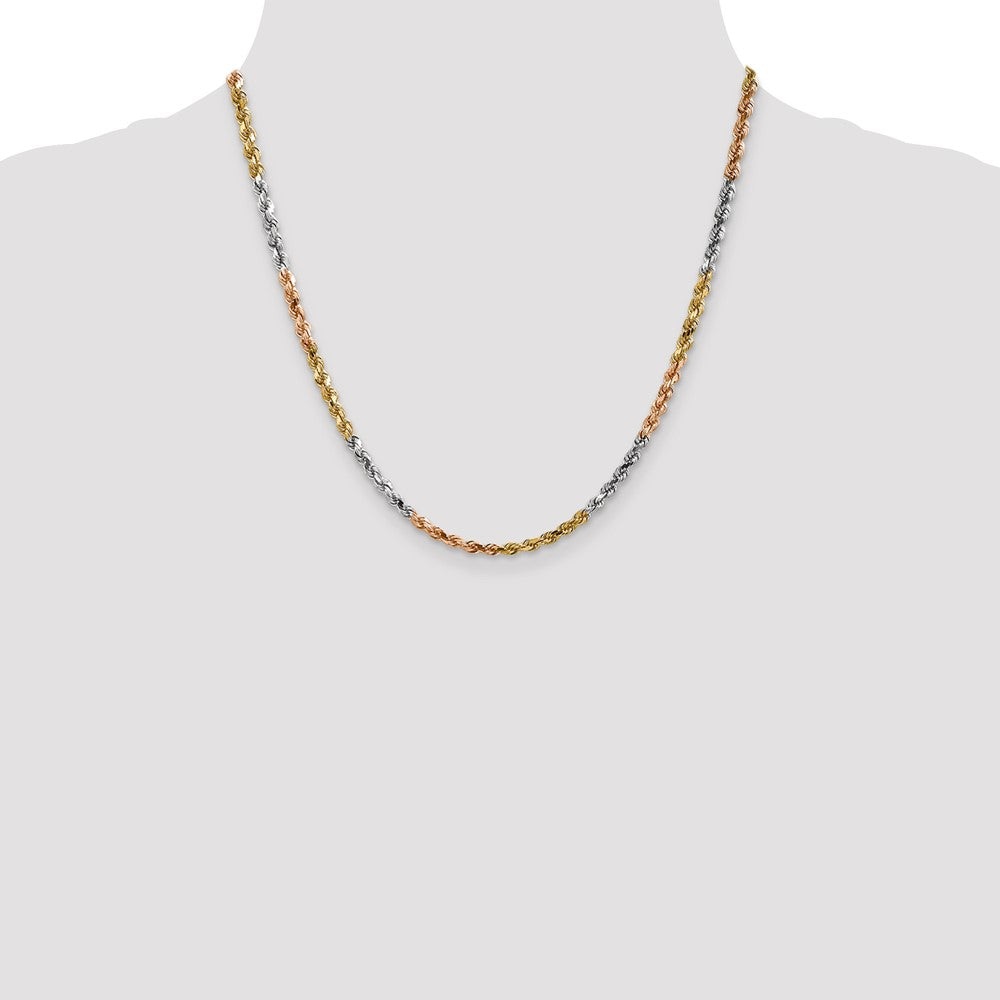14k Tri-color 4.25mm Diamond-cut Rope Chain