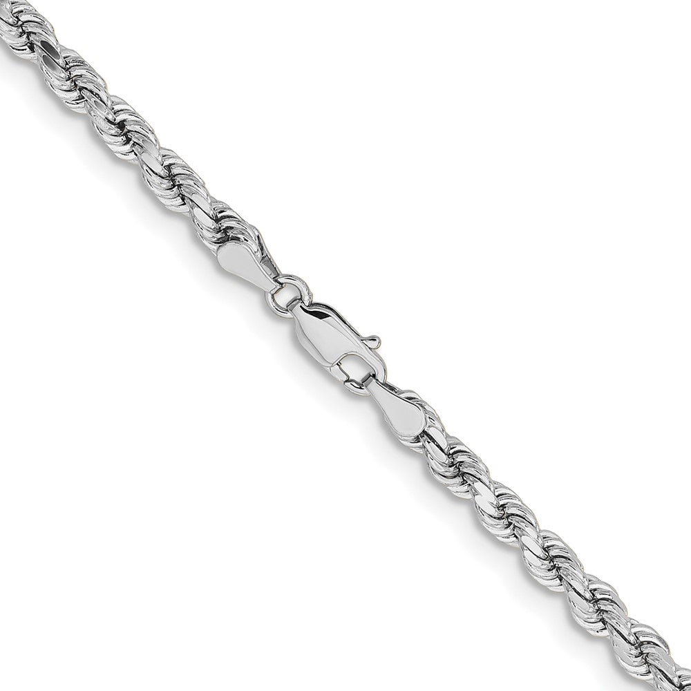 14k White Gold 4.25mm Diamond-cut Rope Chain