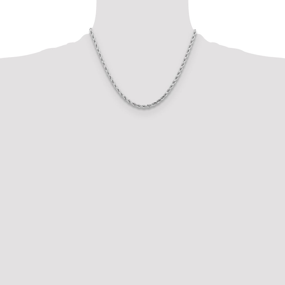14k White Gold 4.25mm Diamond-cut Rope Chain