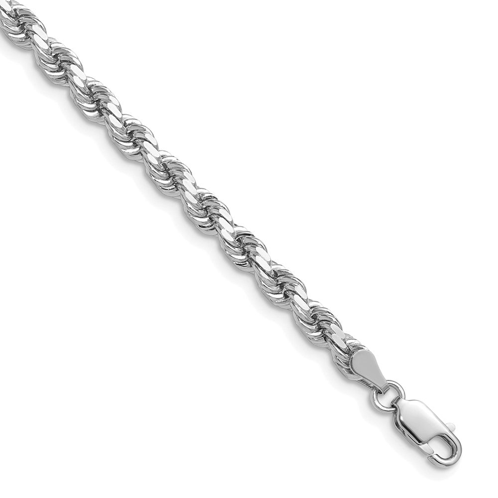 14k White Gold 4.25mm Diamond-cut Rope Chain
