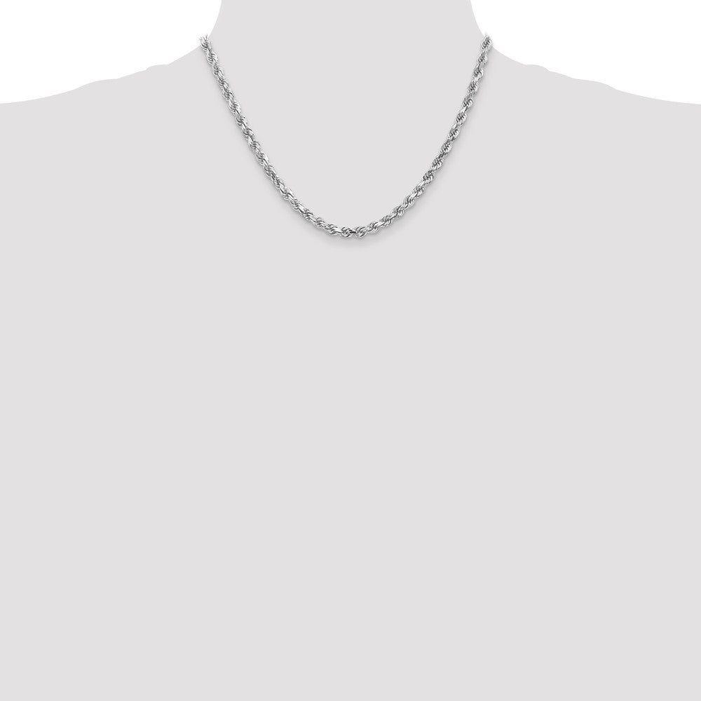 14k Whie Gold 4.5mm Diamond-cut Rope Chain