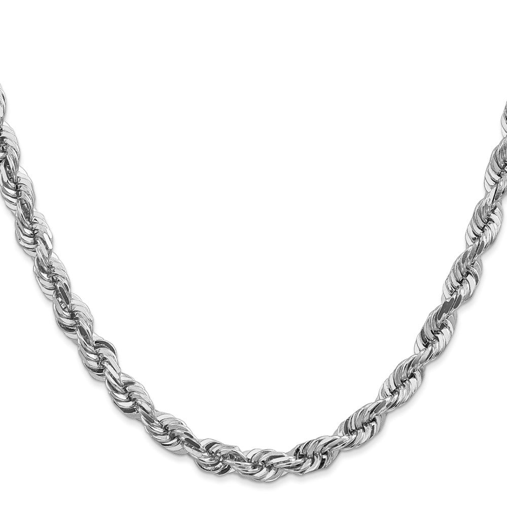 14k White Gold 5.5mm Diamond-cut Rope Chain