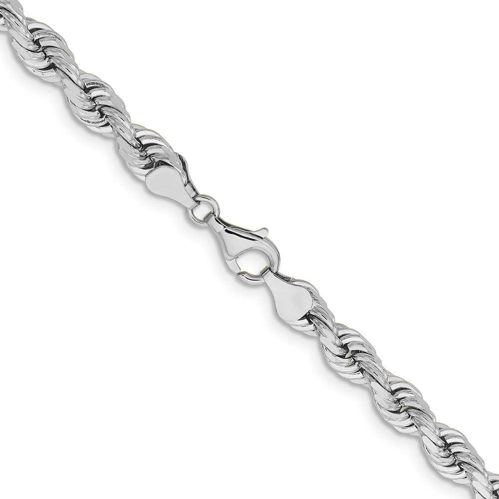 14k White Gold 6.5mm D/C Rope Fancy Lobster Clasp Chain