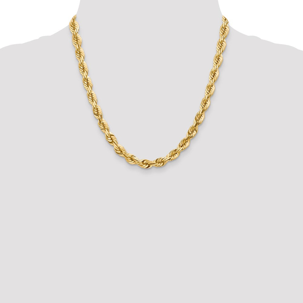 14k 7.0mm D/C Rope Fancy Lobster Clasp Chain
