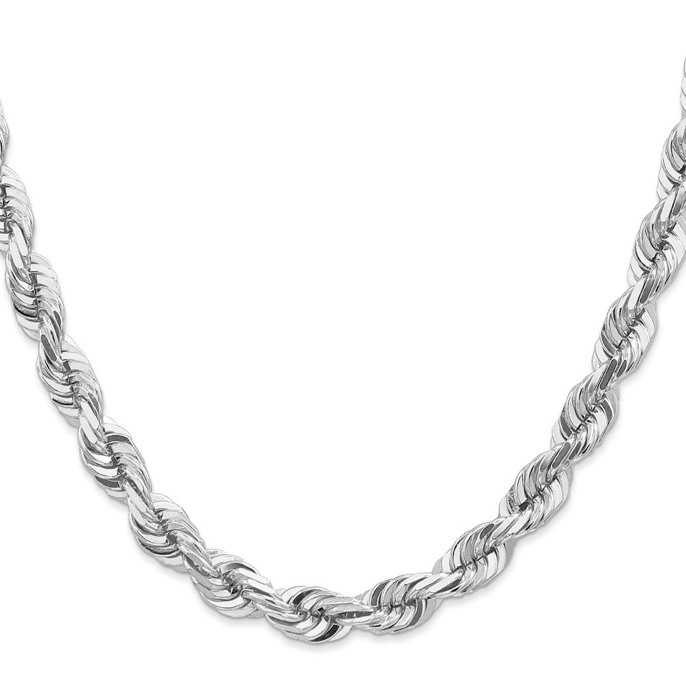 14k White Gold 7.0mm D/C Rope Fancy Lobster Clasp Chain