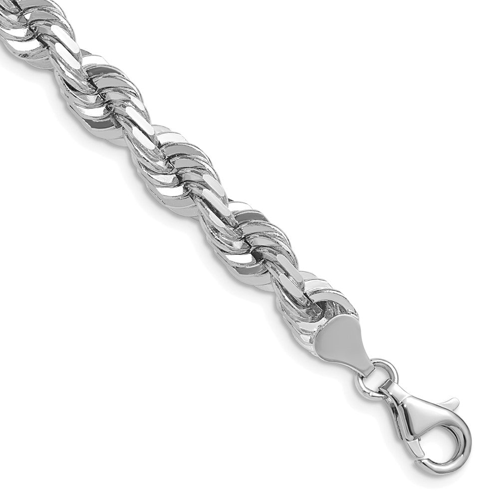 14k White Gold 7.0mm D/C Rope Fancy Lobster Clasp Chain