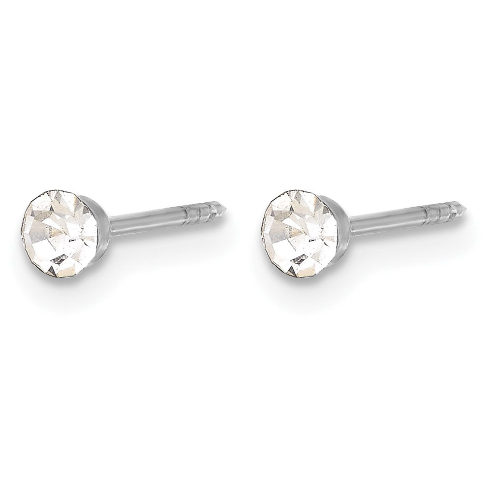 Inverness 14K White Gold 3mm Crystal Post Earrings