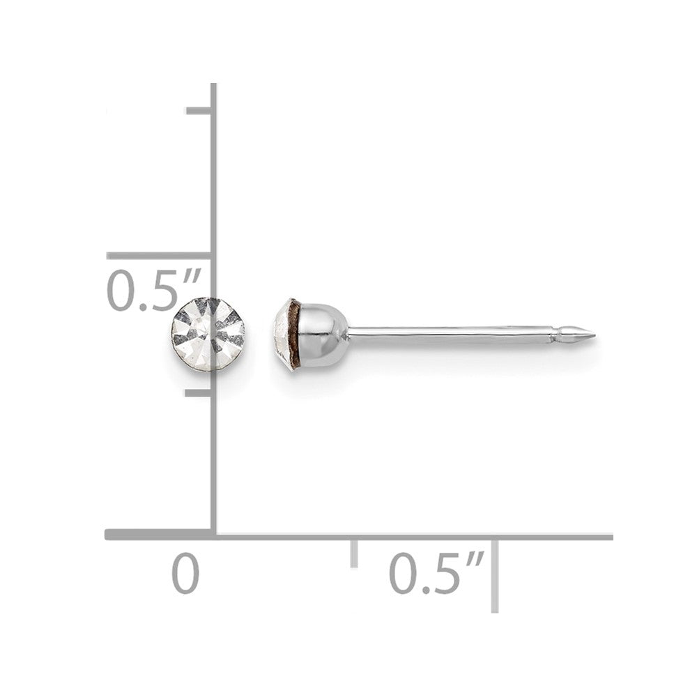 Inverness 14K White Gold 3mm Crystal Post Earrings