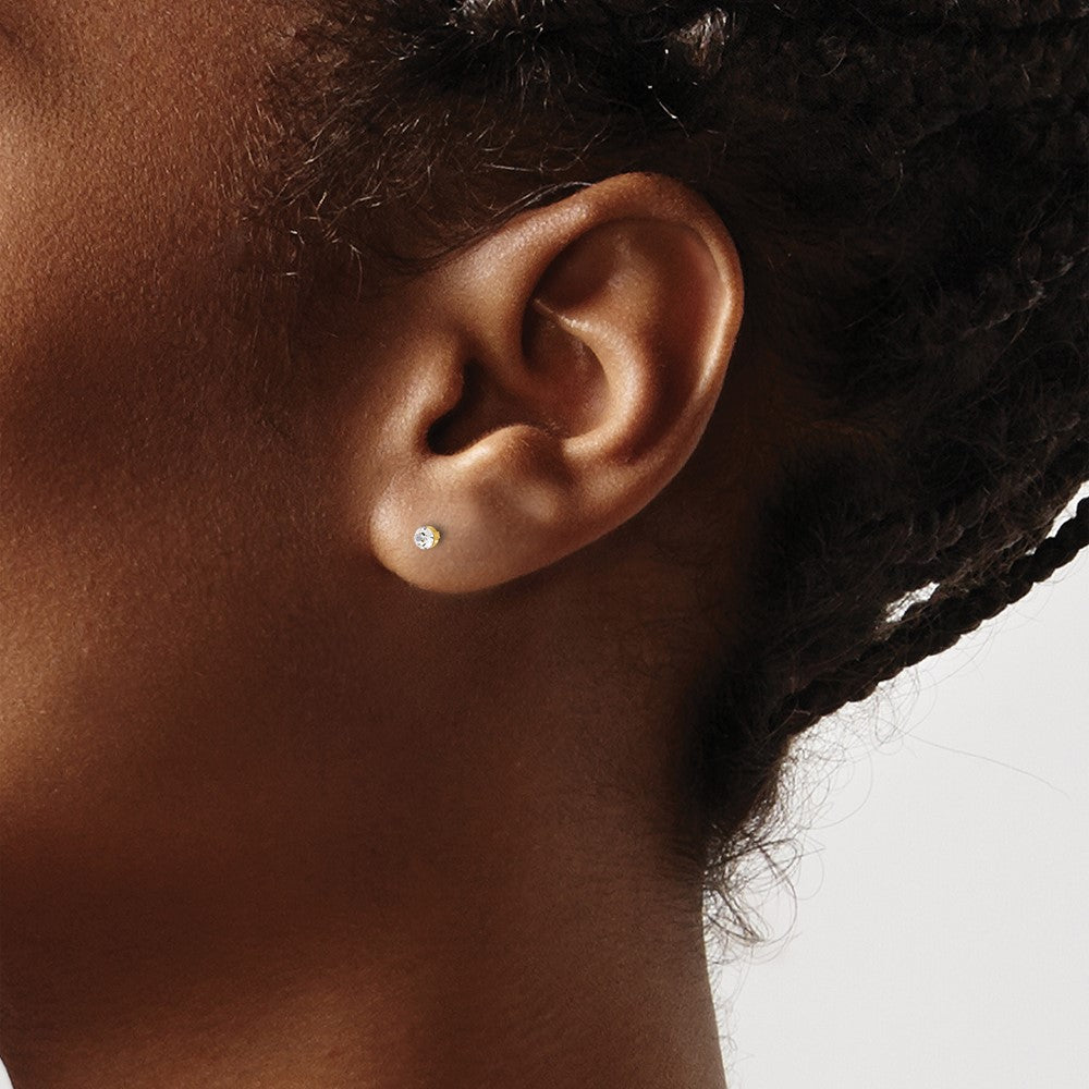 Inverness 14K Polished 2.4mm Crystal Post Earrings
