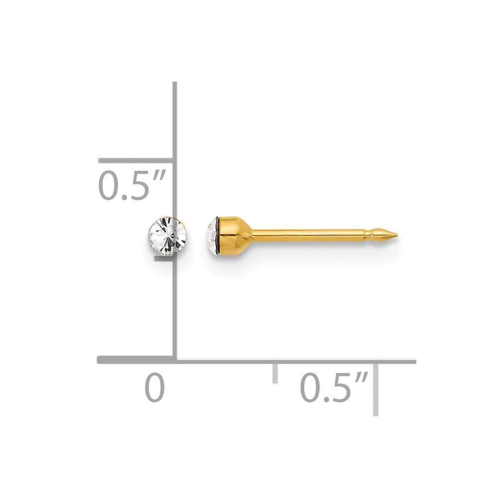 Inverness 14K Polished 2.4mm Crystal Post Earrings
