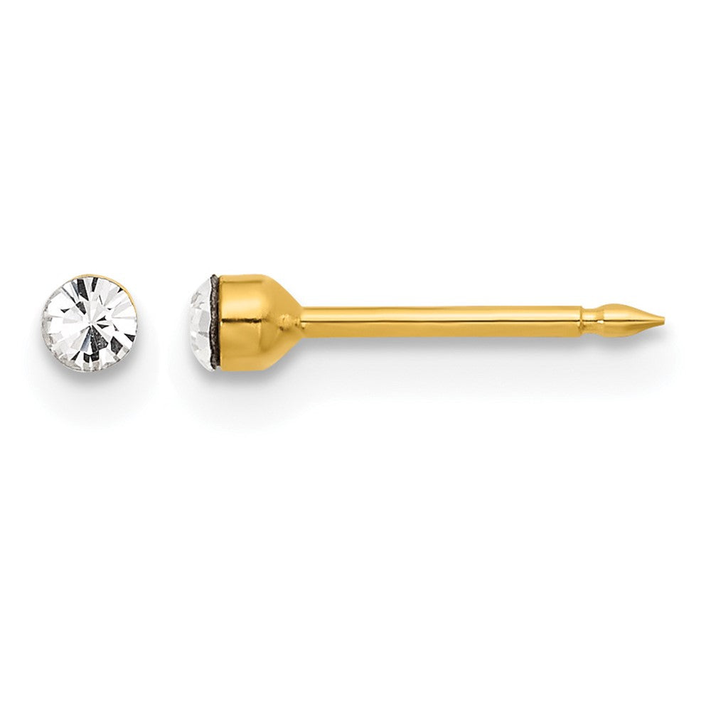 Inverness 14K Polished 2.4mm Crystal Post Earrings