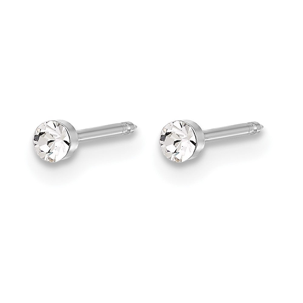 Inverness 14K White Gold Polished 2.4mm Crystal Post Earrings