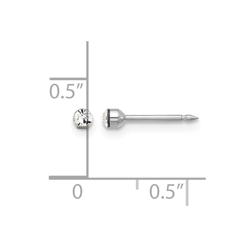 Inverness 14K White Gold Polished 2.4mm Crystal Post Earrings