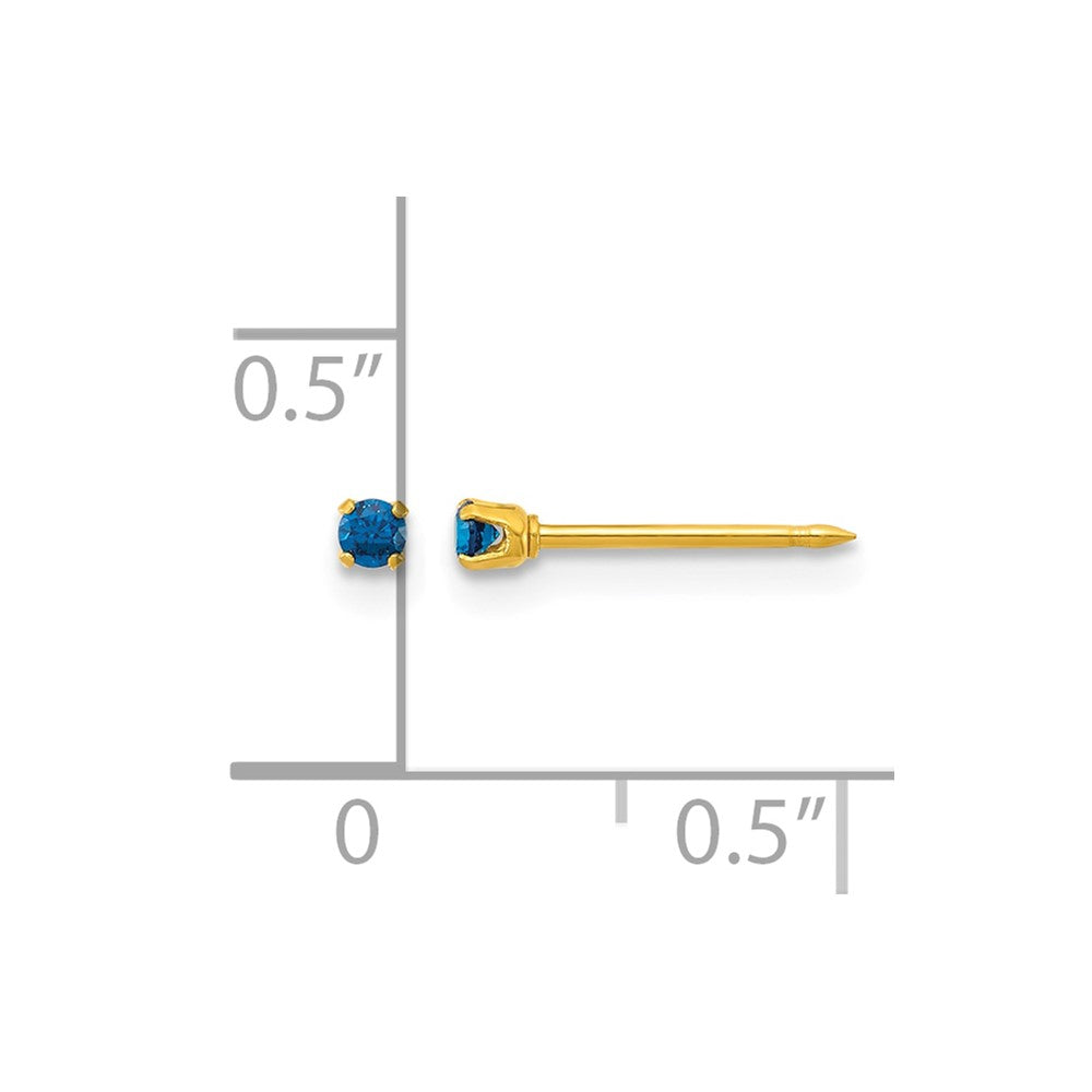 Inverness Stainless Steel 24k Gold-plated 2mm Blue CZ Stud Earrings