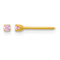 Inverness Stainless Steel 24k Gold-plated 2mm Pink CZ Stud Earrings