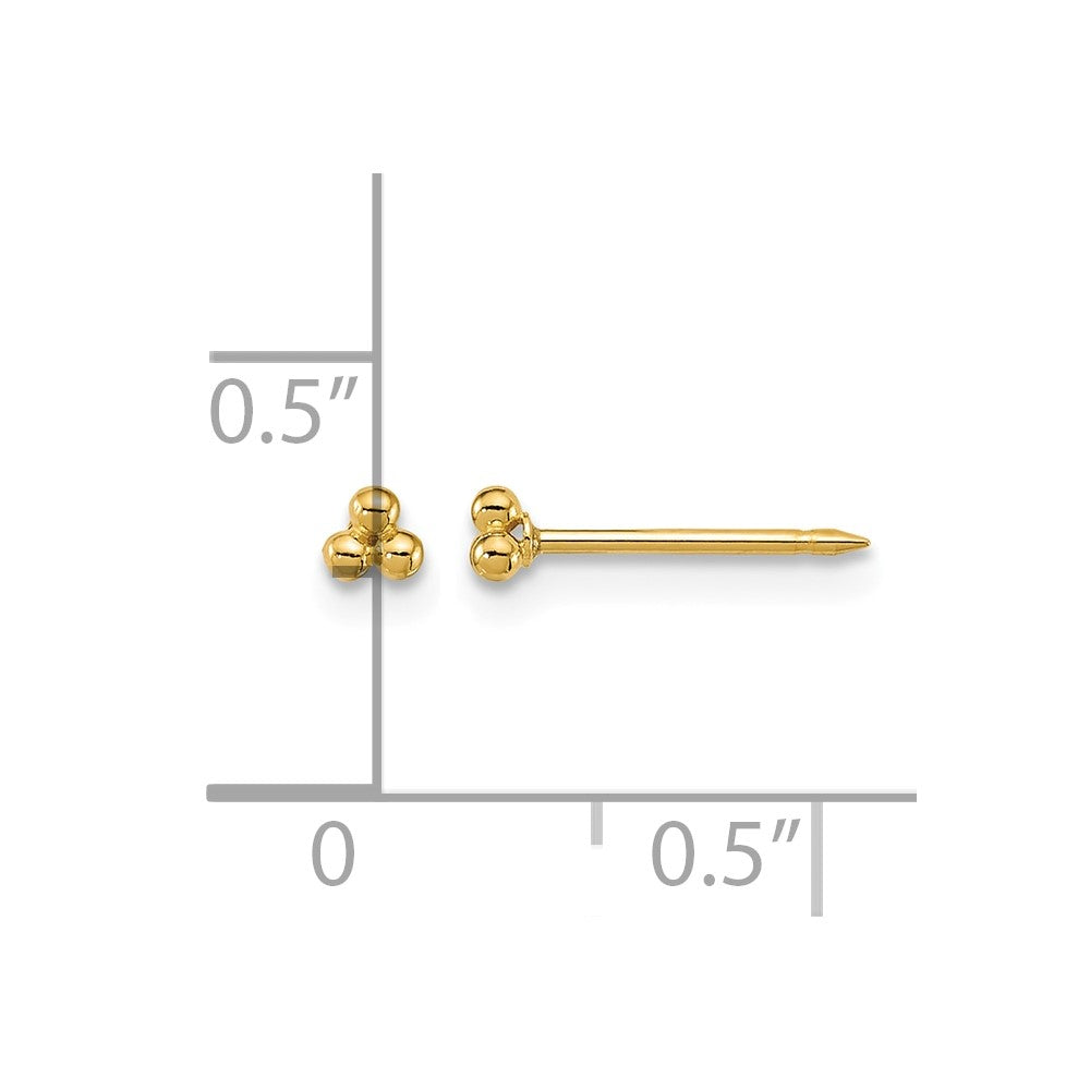 Inverness 14k Polished 3mm Triple Ball Post Earrings