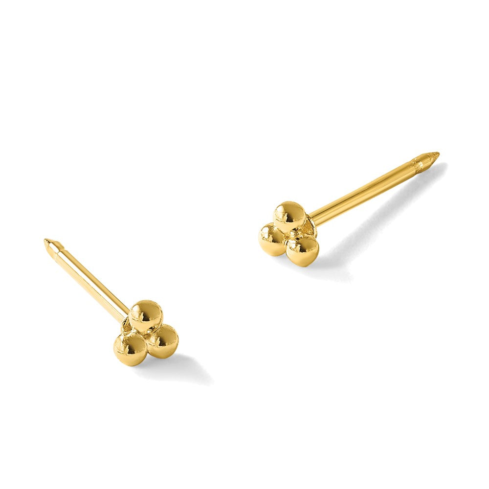 Inverness 14k Polished 3mm Triple Ball Post Earrings