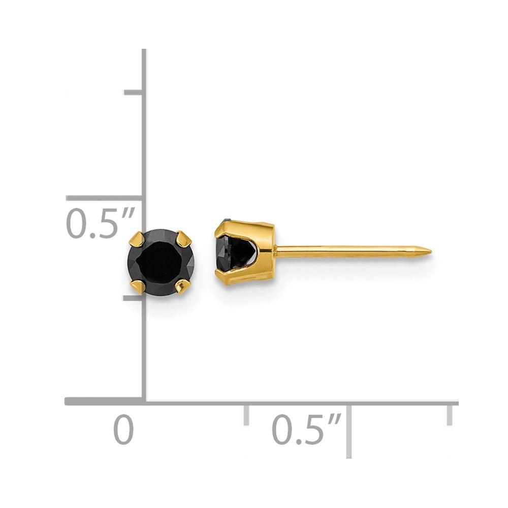 Inverness 14k Polished 4mm Black CZ Stud Earrings