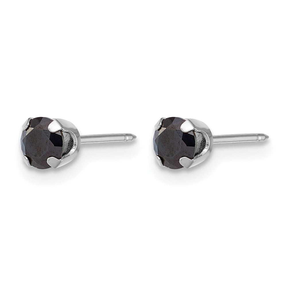 Inverness 14k Polished White Gold 4mm Black CZ Stud Earrings