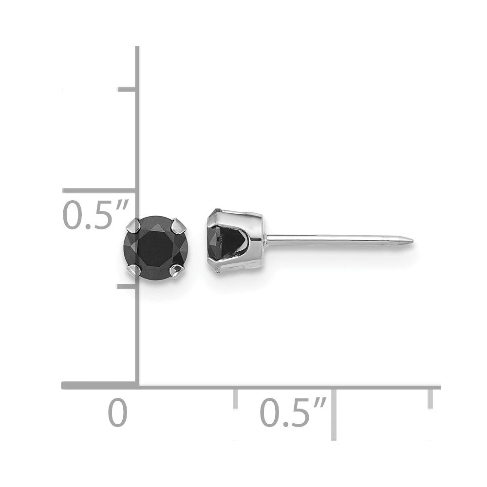 Inverness 14k Polished White Gold 4mm Black CZ Stud Earrings