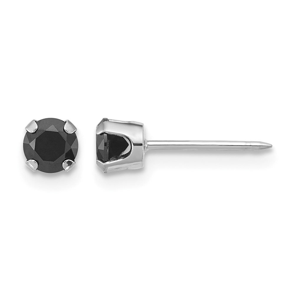 Inverness 14k Polished White Gold 4mm Black CZ Stud Earrings