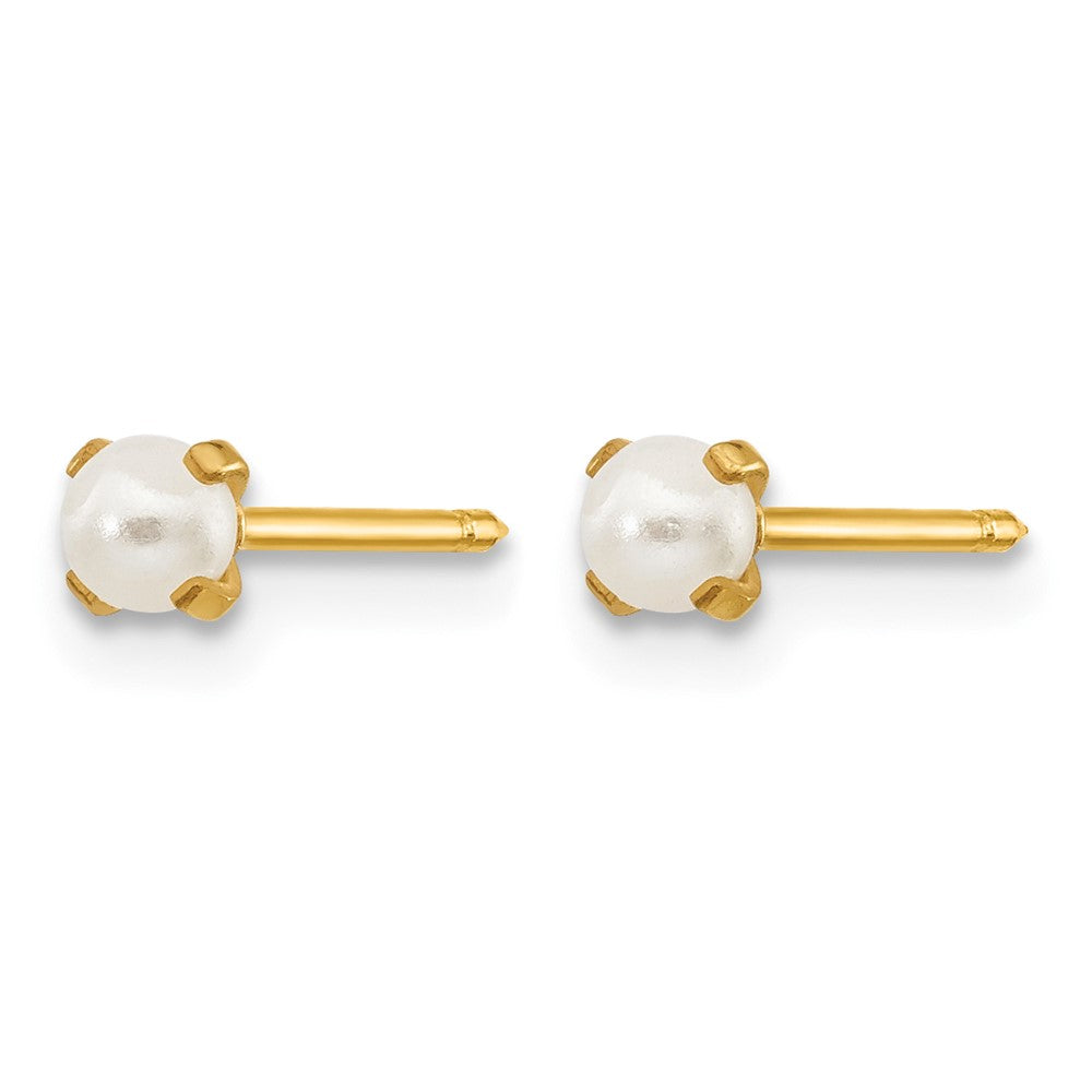 Inverness 14k 3mm Simulated Pearl Post Earrings