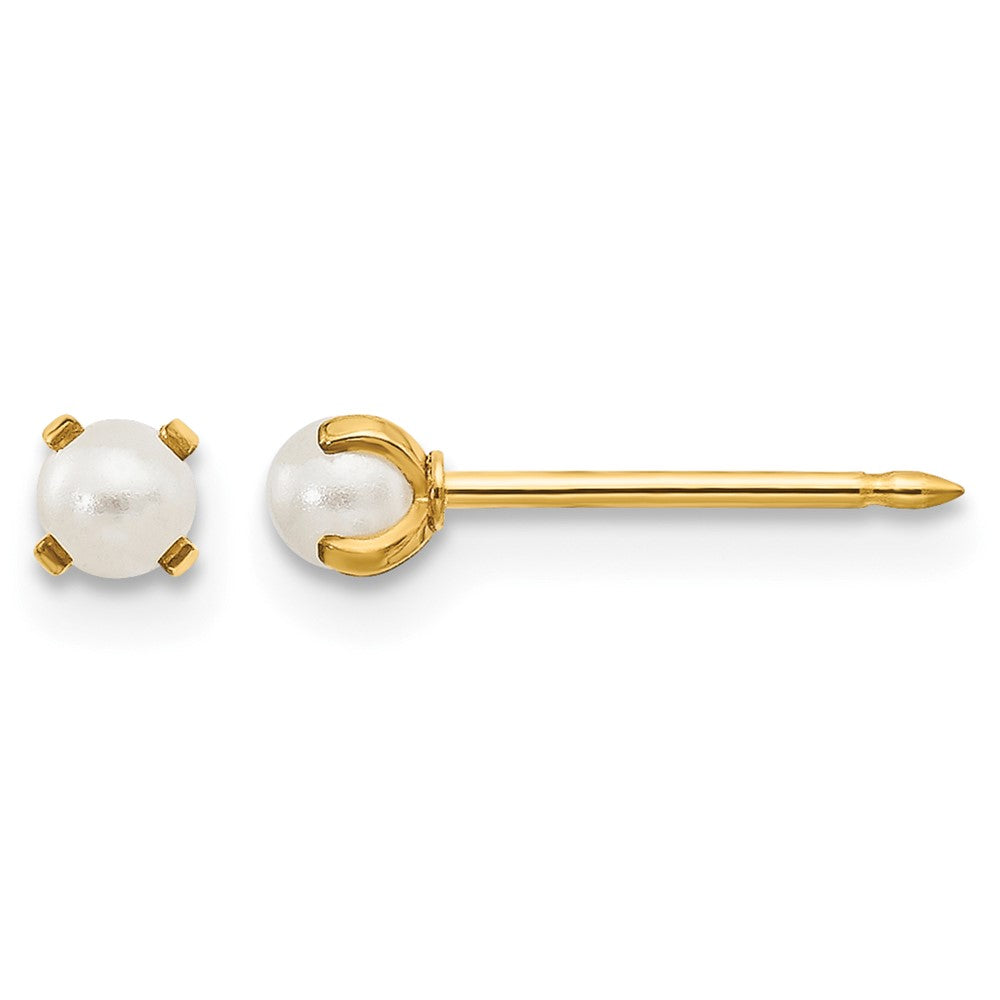 Inverness 14k 3mm Simulated Pearl Post Earrings