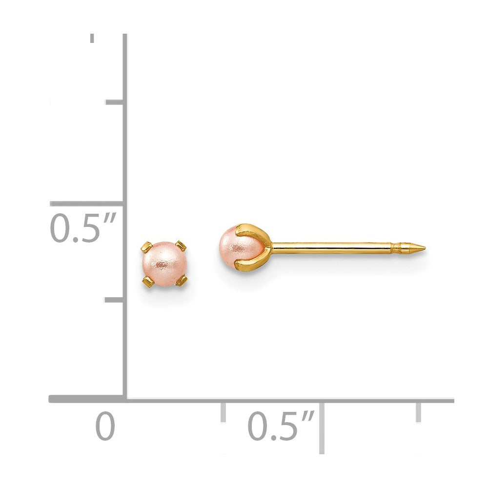 Inverness 14k 3mm Pink Simulated Pearl Post Earrings
