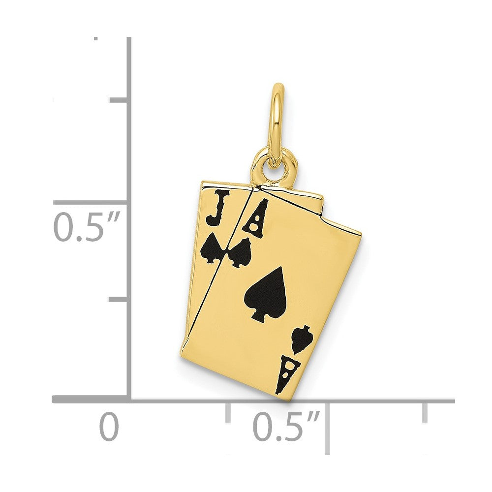 10k Enameled Blackjack Playing Cards Charm