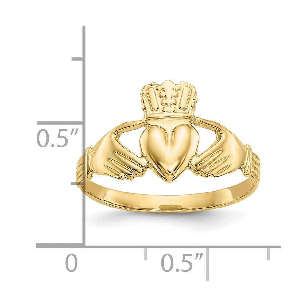 10k Polished Claddagh Ring