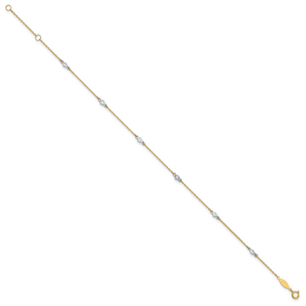 10k Two-tone CZ 9in Plus 1in ext. Anklet