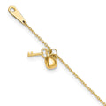 10k Gold Heart and Key 9in Plus 1in ext. Anklet