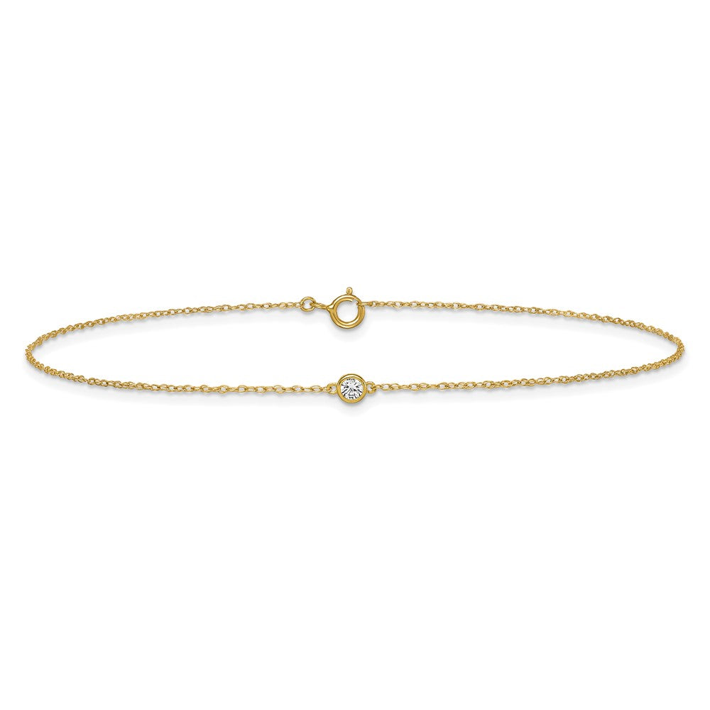 10k Polished Bezel CZ Anklet
