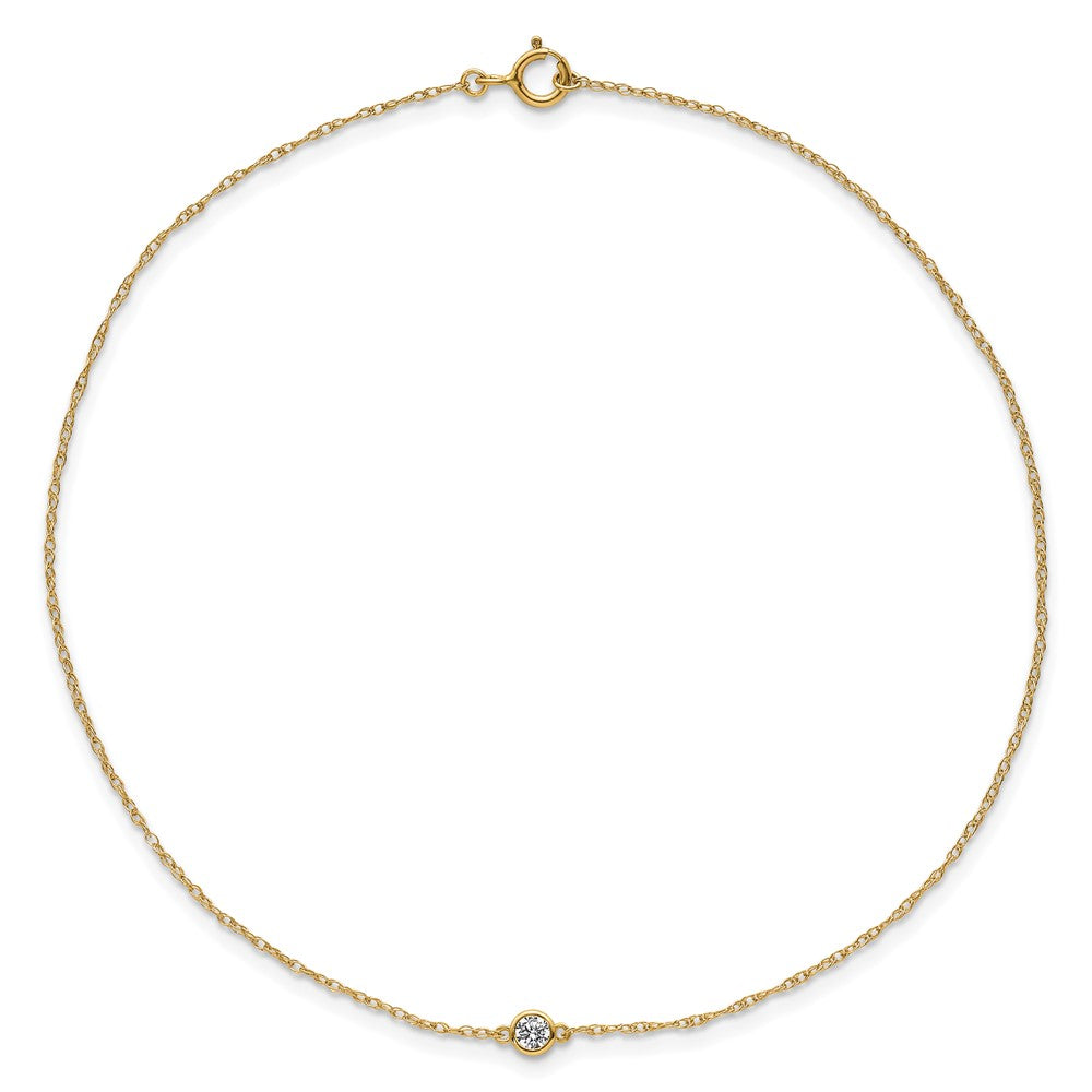 10k Polished Bezel CZ Anklet